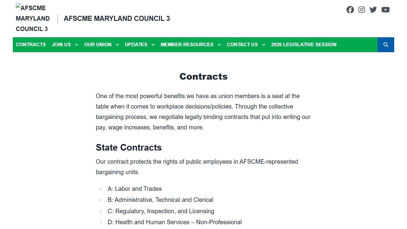Contracts AFSCME Maryland Council 3