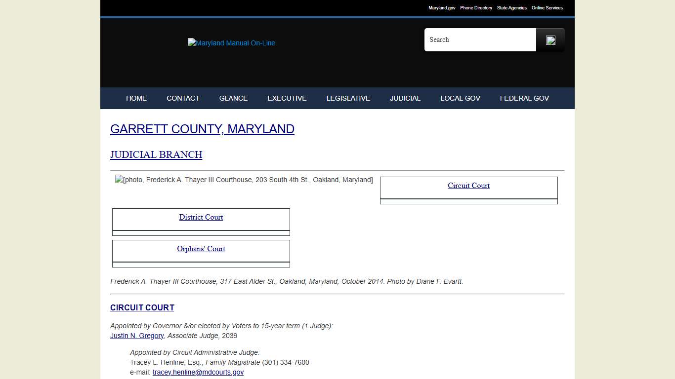 Garrett County, Maryland - Government, Judicial Branch